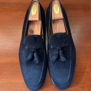 Magnanni SZ 10.5 D Blue Suede Tassel Loafers.